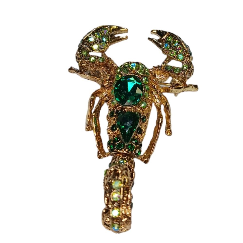 Scorpion Crystal Rhinestone Bling Articulated Stinger Brooch Pendant - Picture 6 of 13